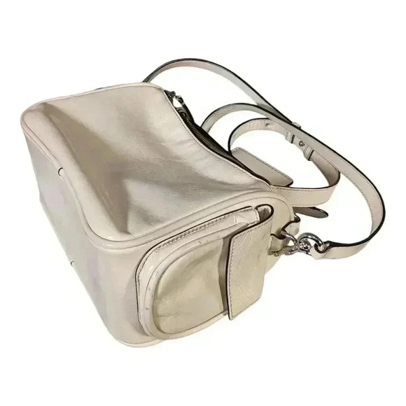 Marc Jacobs The Soft Box Satchel Top Handle Crossbody Ivory Leather Medium - Picture 8 of 12